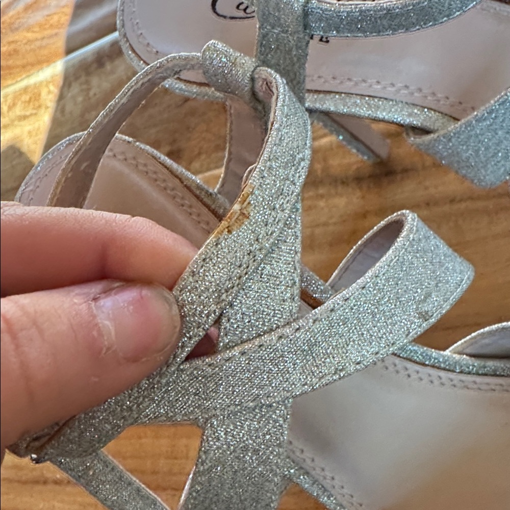 Camille La Vie Silver Glitter Strappy Heels - Picture 5 of 10